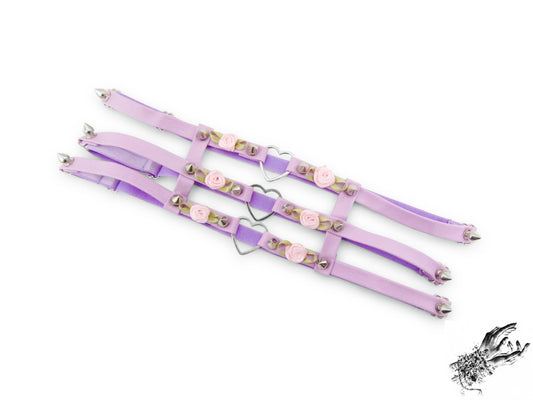 Lilac 3 Strap Heart Ring Garter