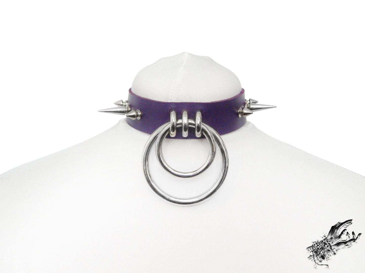 Purple Studded Double O Ring Choker (Long and Short Spikes)