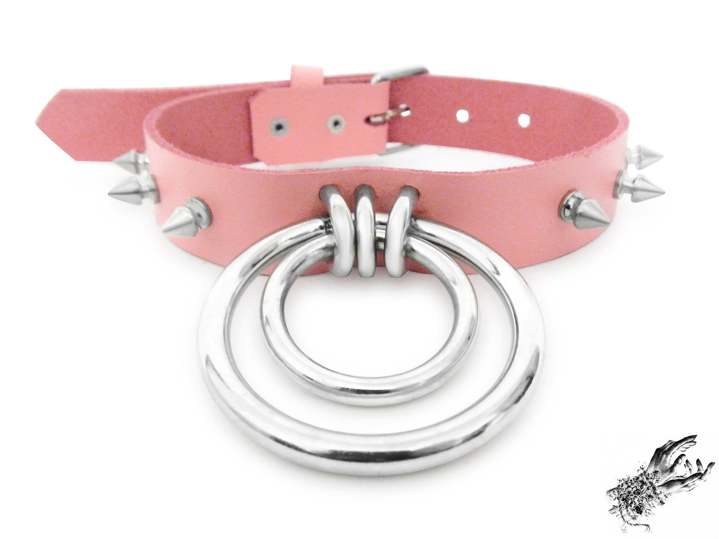 Pink Studded Double O Ring Choker