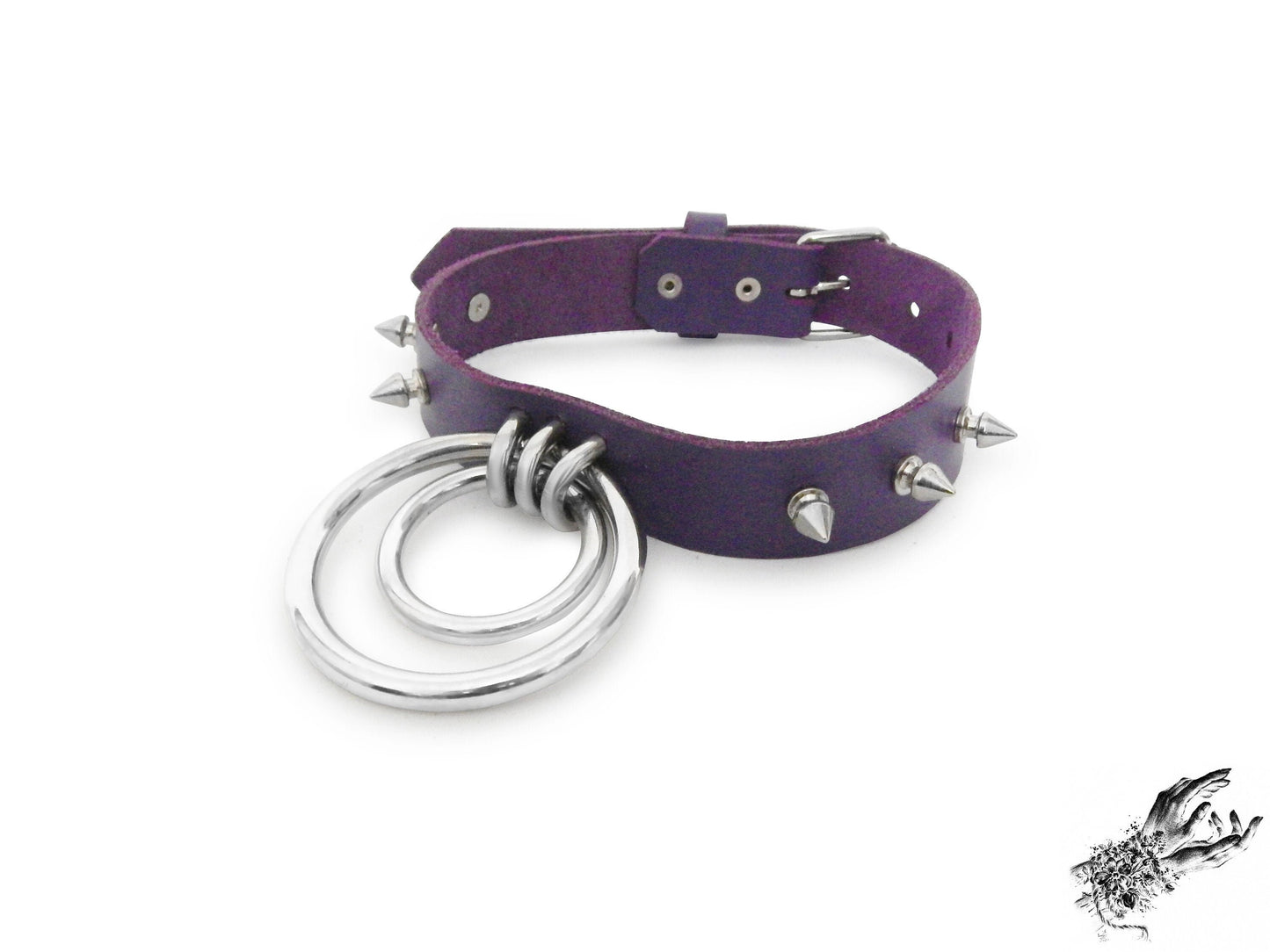 Purple Studded Double O Ring Choker