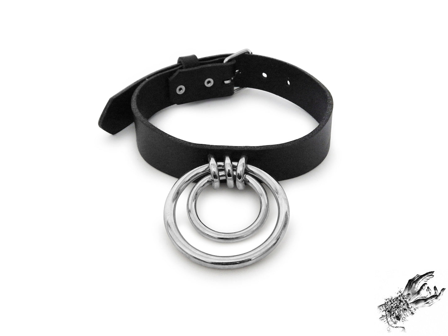 Black Double O Ring Choker - 8th Sin
