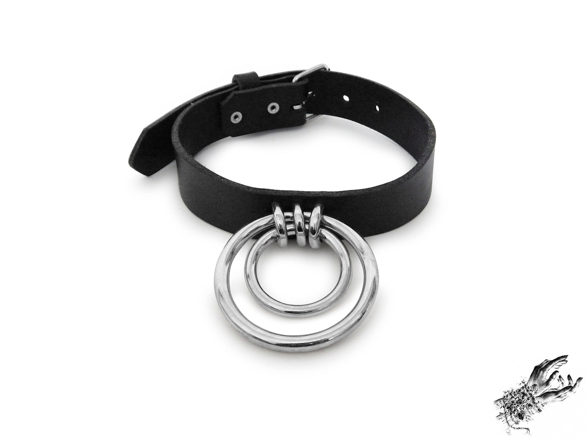 Black Double O Ring Choker - 8th Sin