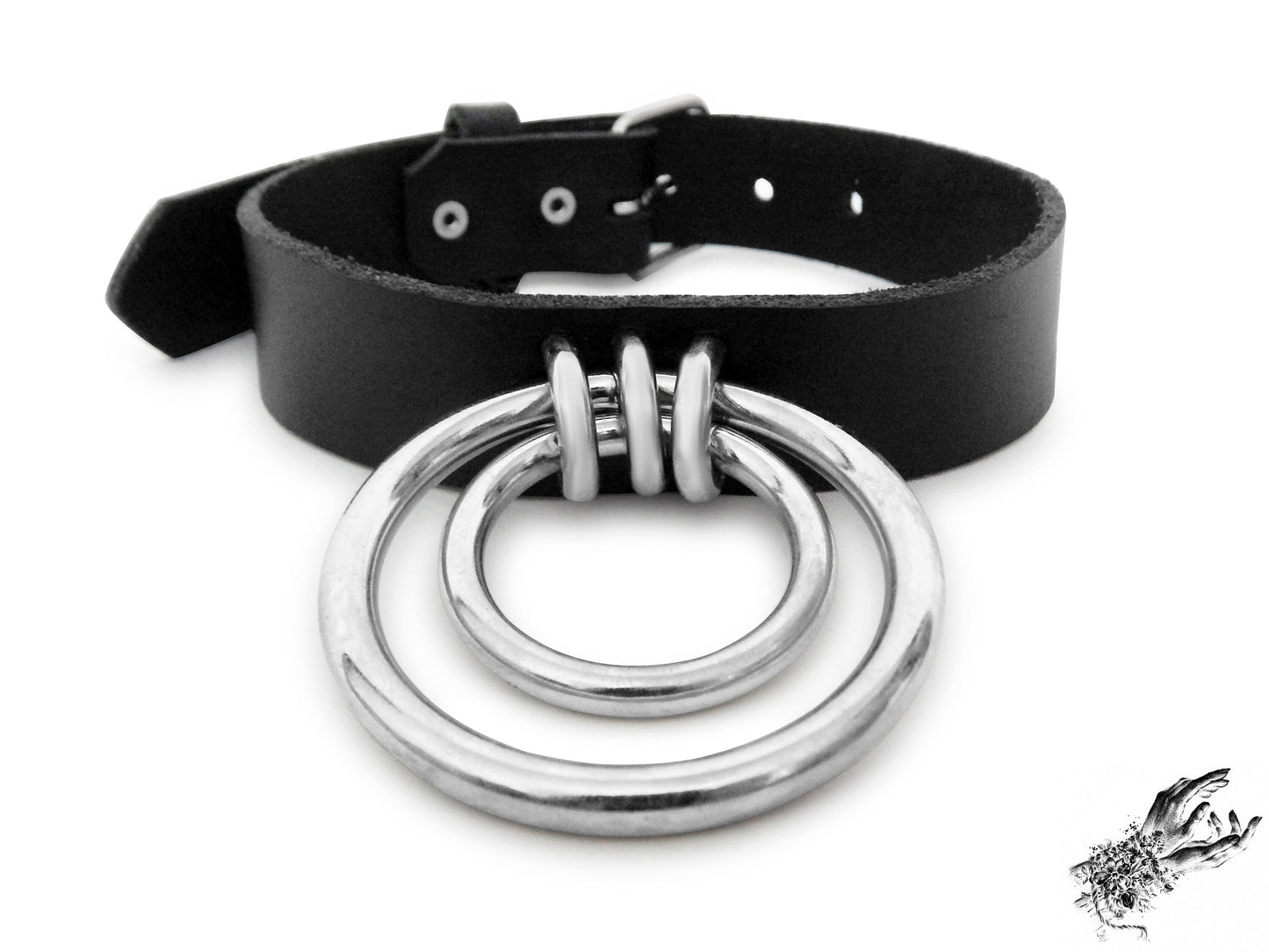 Black Double O Ring Choker - 8th Sin