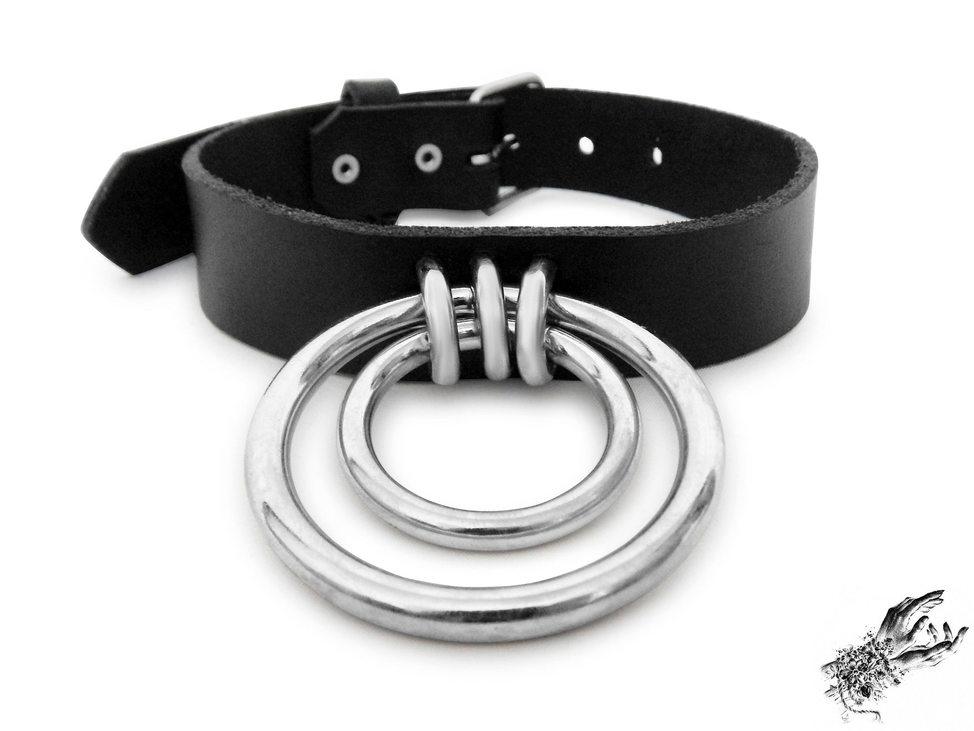 Black Double O Ring Choker - 8th Sin