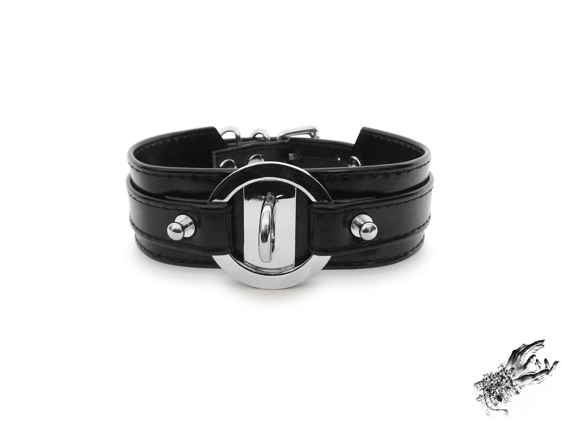 Black Faux Leather Chunky O Ring Choker - 8th Sin