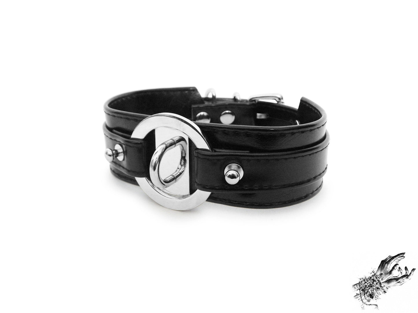 Black Faux Leather Chunky O Ring Choker - 8th Sin