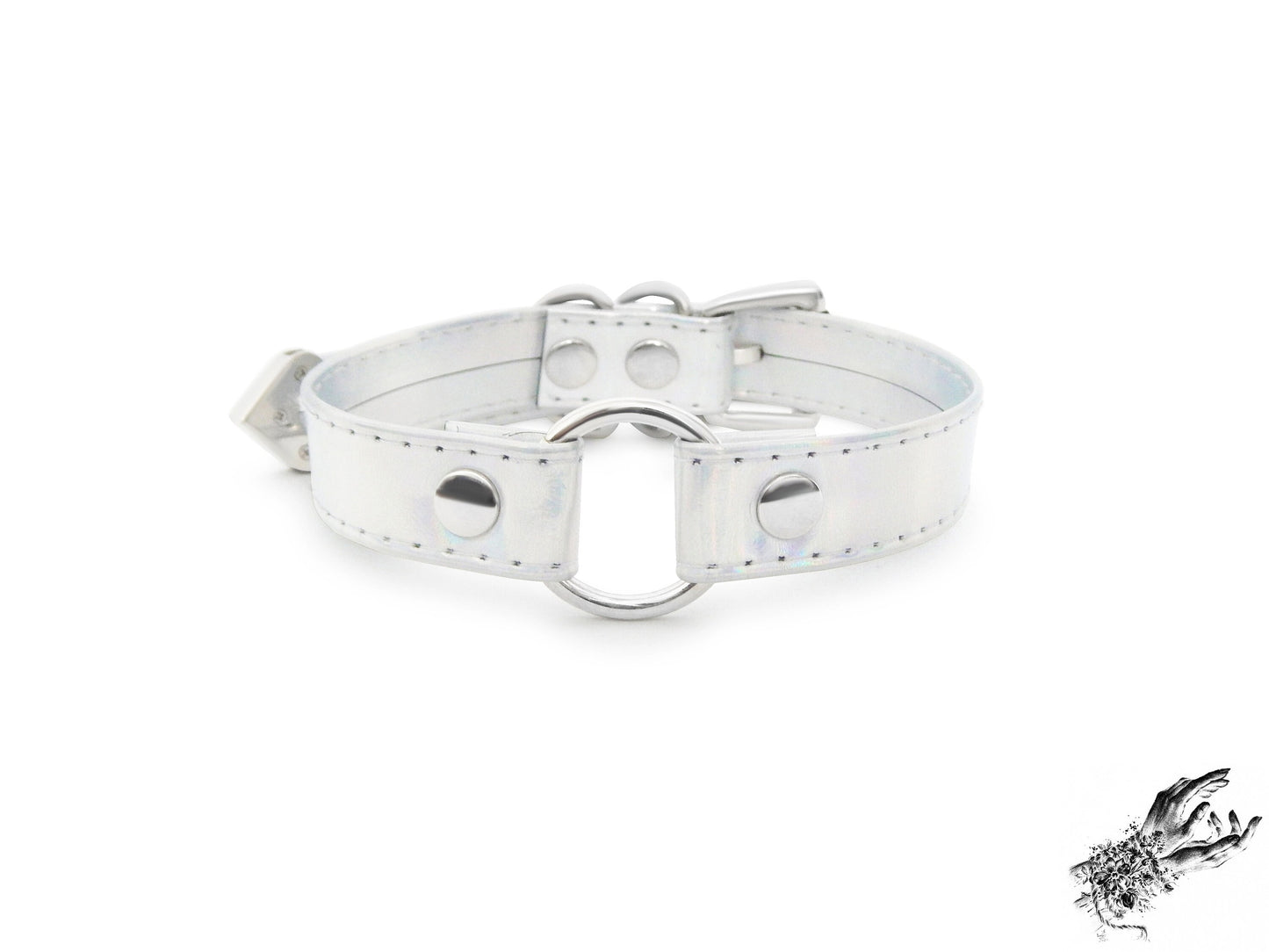 Holographic Silver O Ring Choker