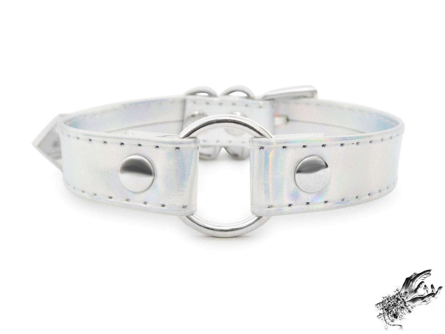 Holographic Silver O Ring Choker