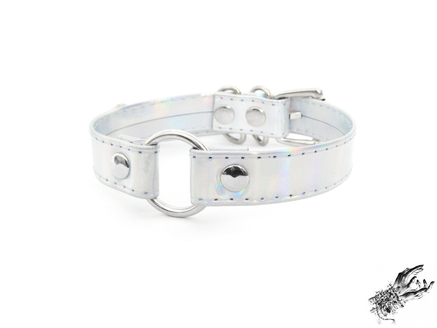 Holographic Silver O Ring Choker