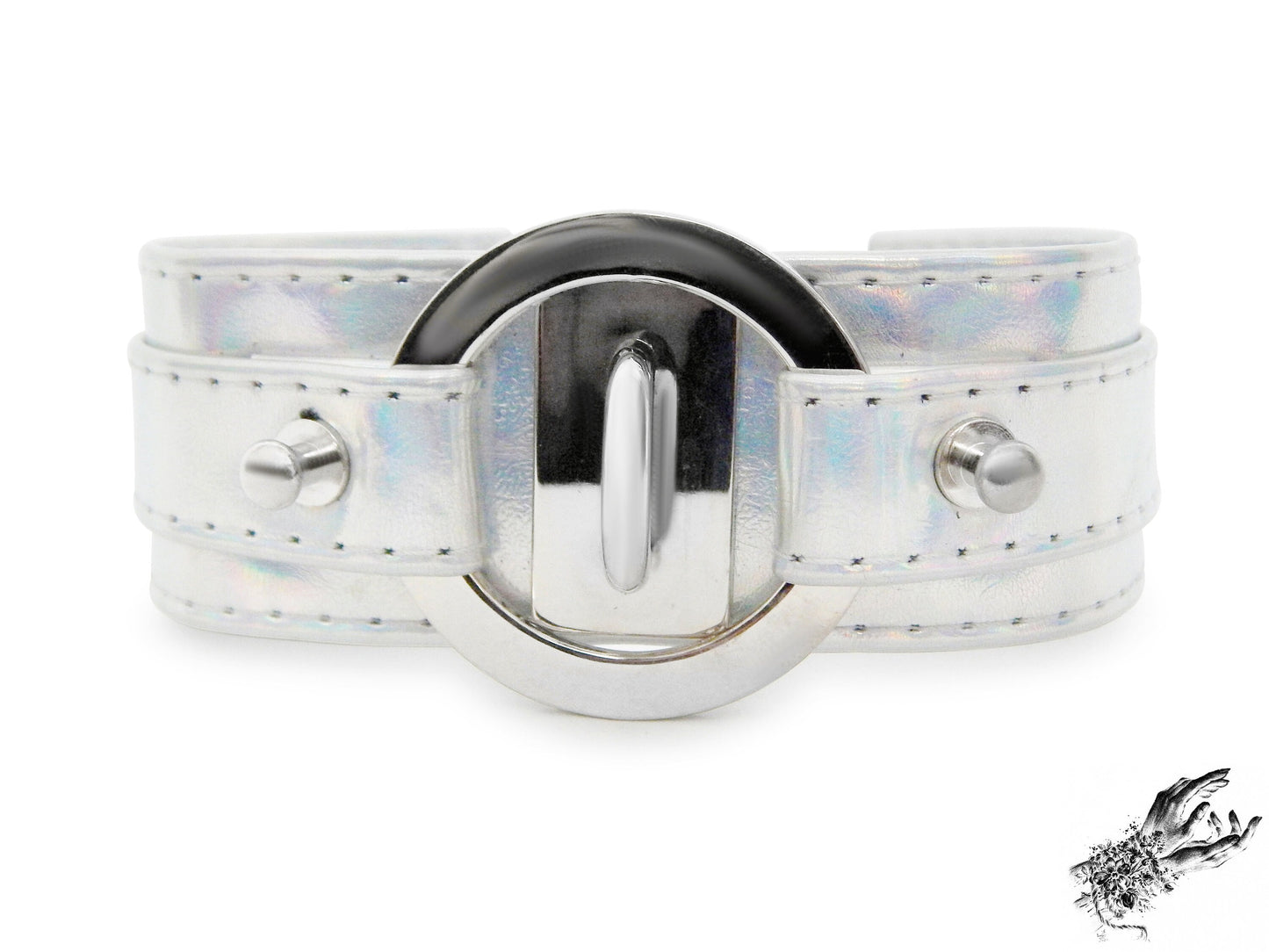 Holographic Silver Chunky O Ring Choker