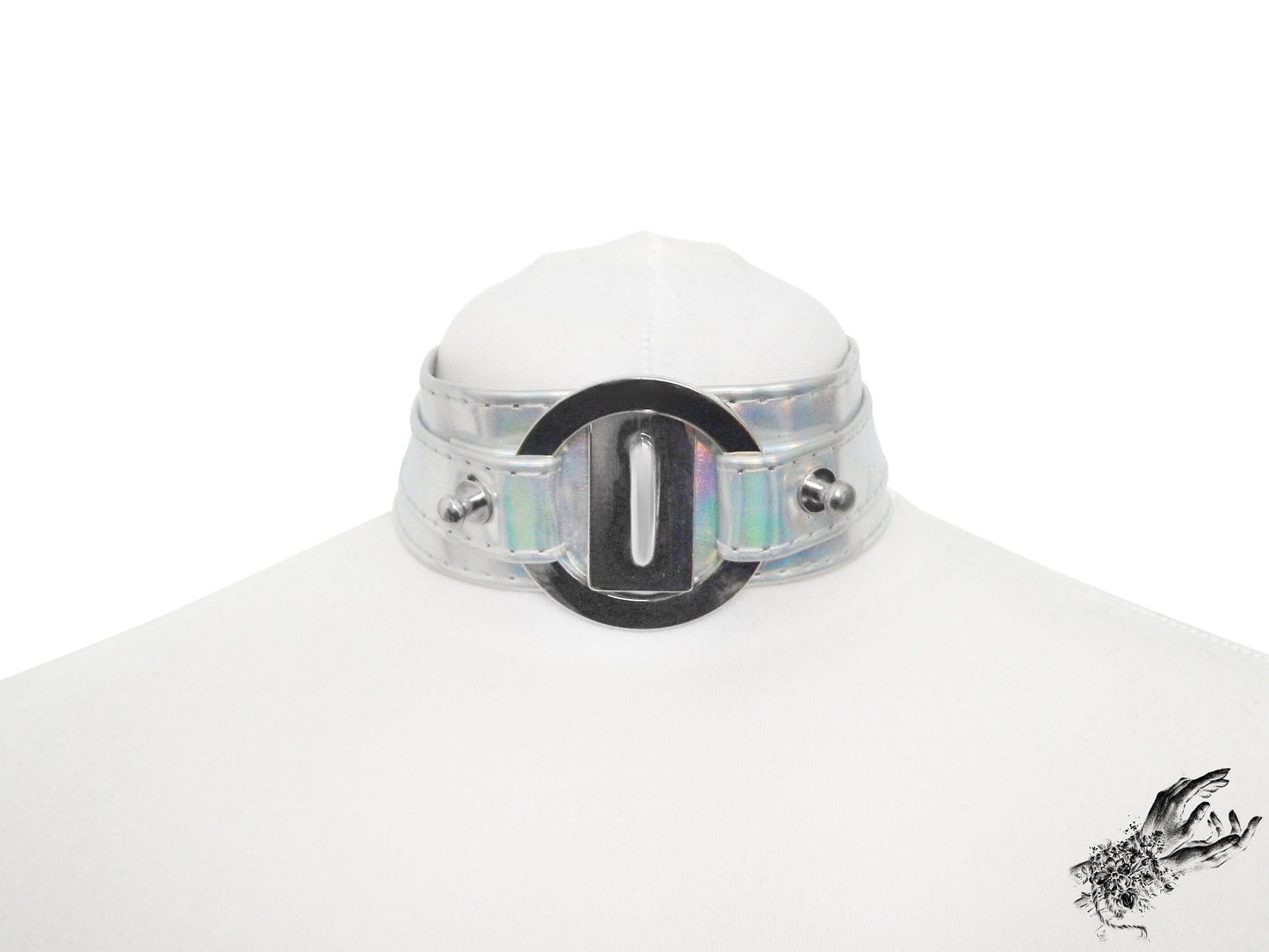 Holographic Silver Chunky O Ring Choker