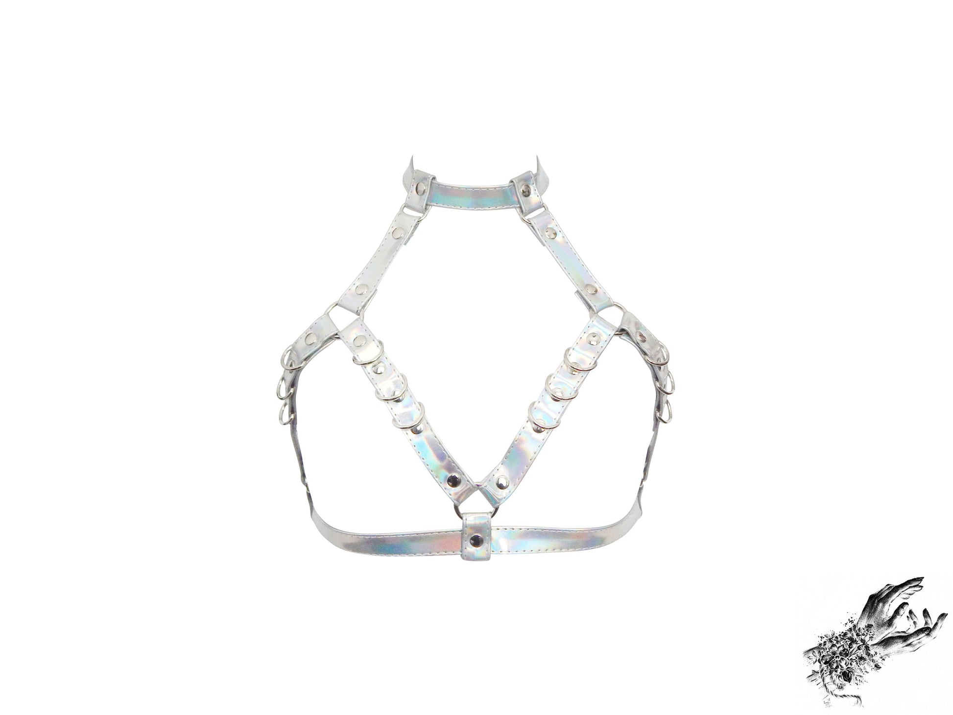 Holographic Silver D Ring Harness Bra – 8th Sin