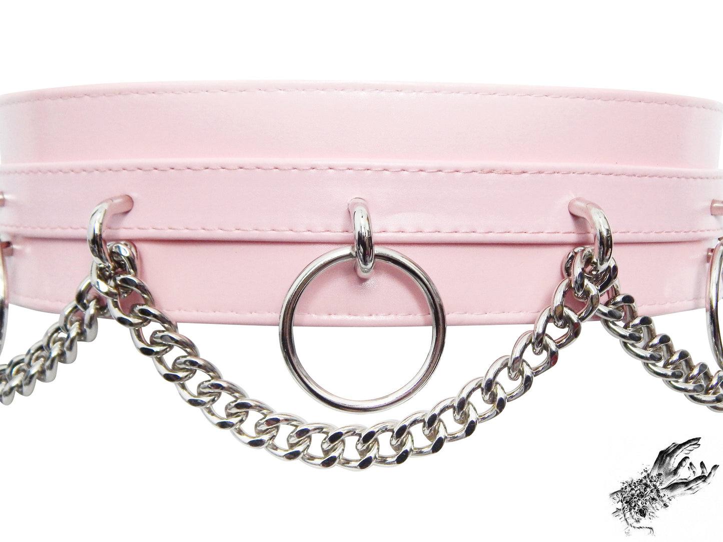 Pink Vegan Leather O Ring Chain Belt