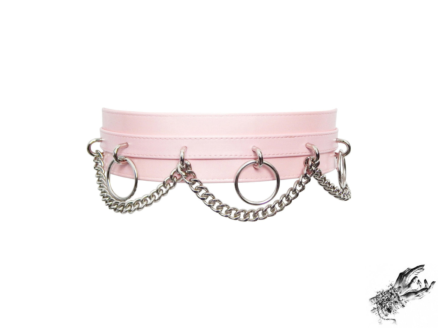 Pink Vegan Leather O Ring Chain Belt