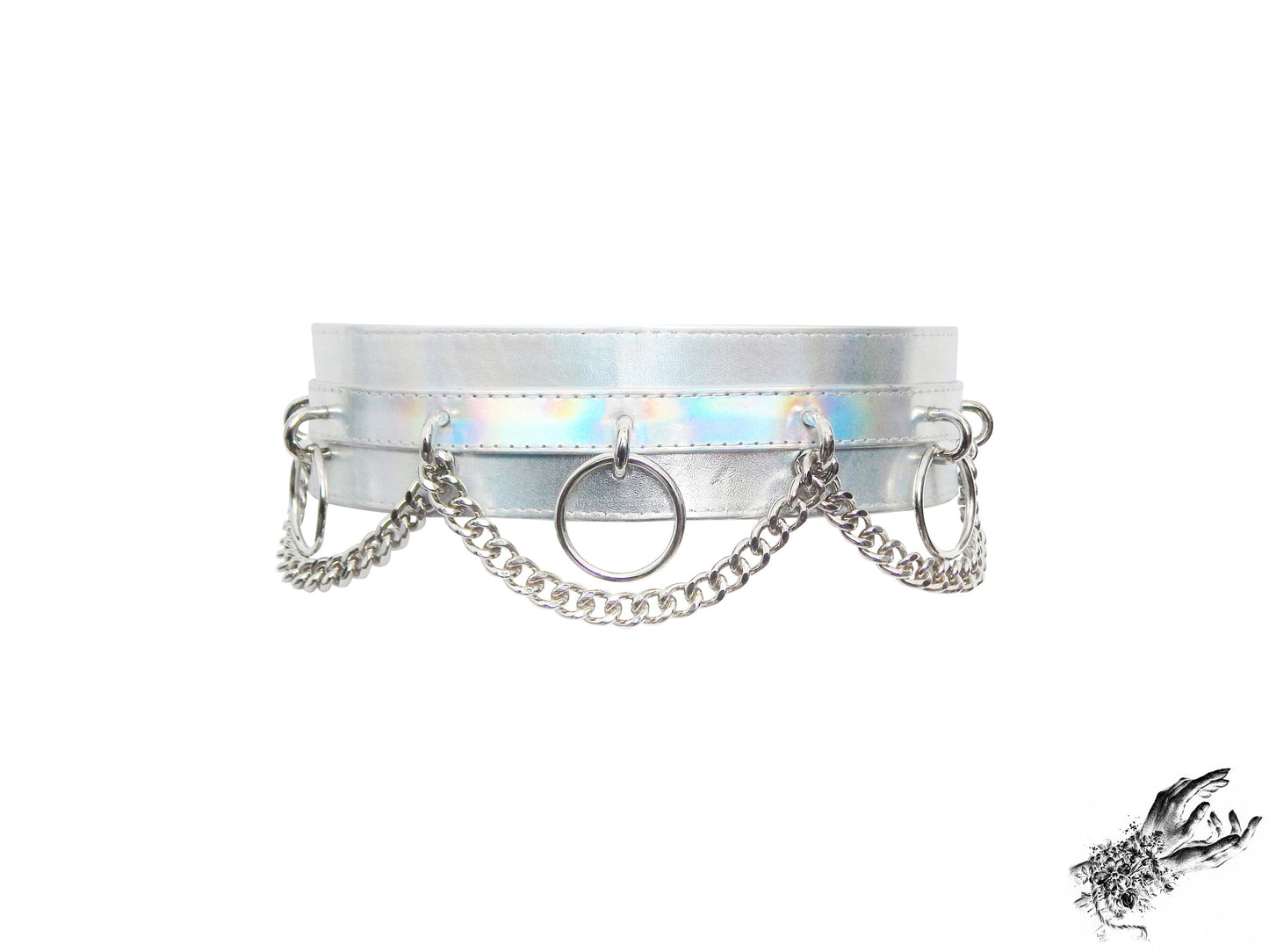 Holographic Silver O Ring Chain Belt