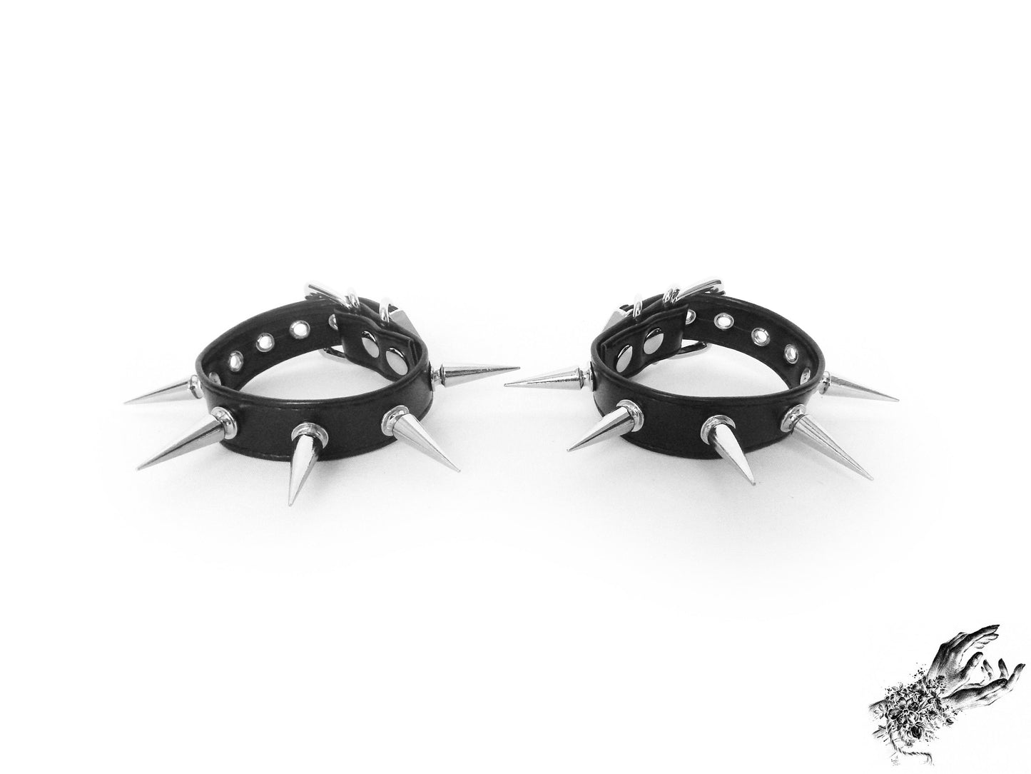 Black Spike Studded Ankle Cuffs