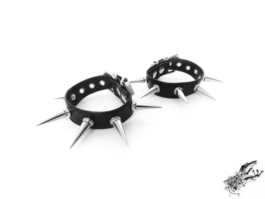 Black Spike Studded Ankle Cuffs