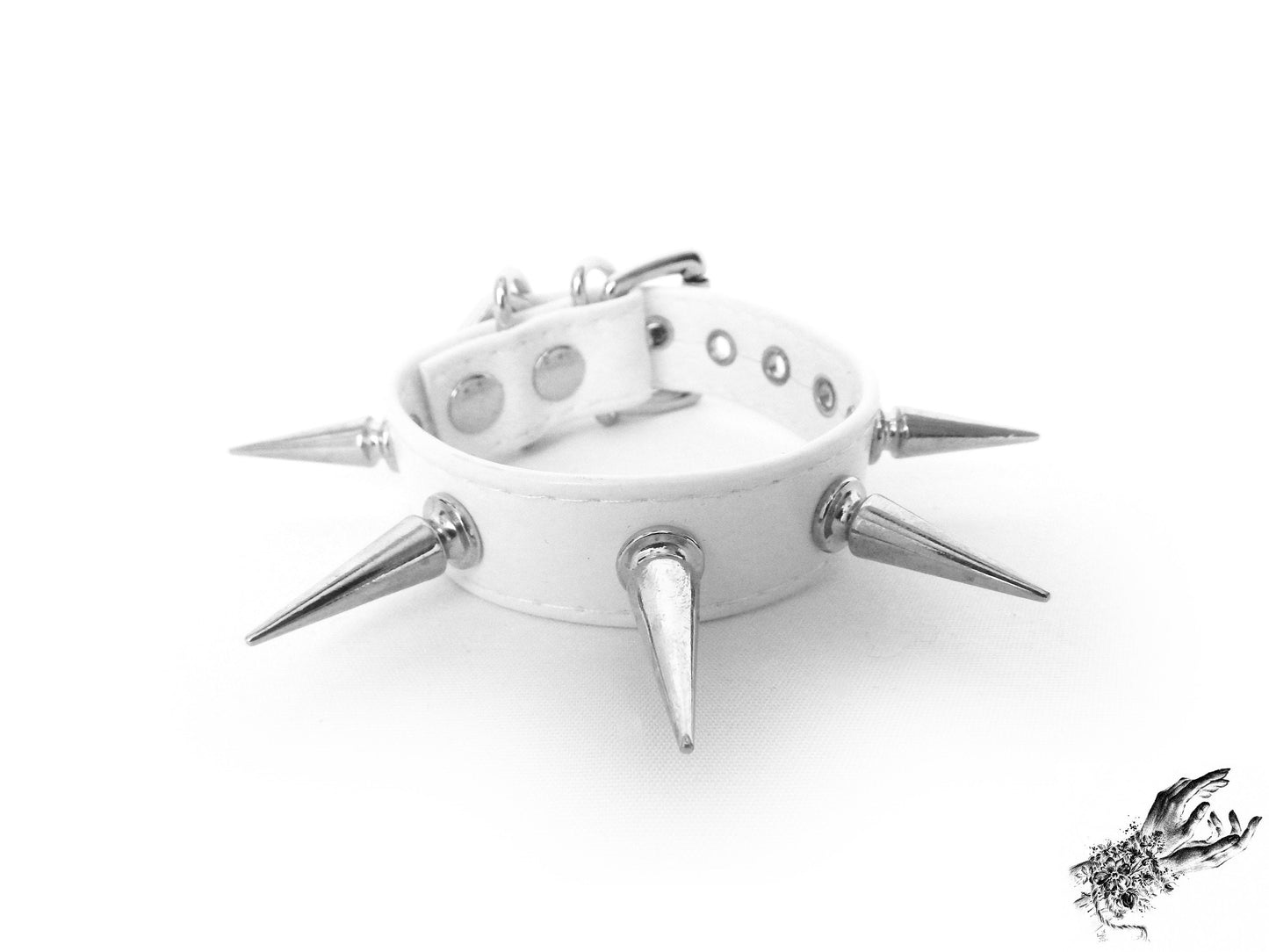 White Spike Studded Ankle Cuffs