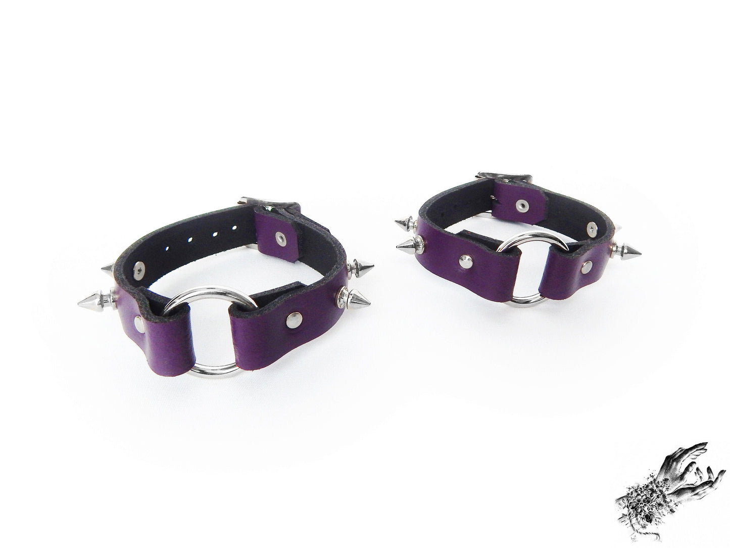 Purple Studded O Ring Ankle Cuffs