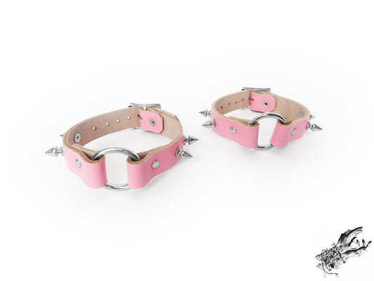 Pink Studded O Ring Ankle Cuffs