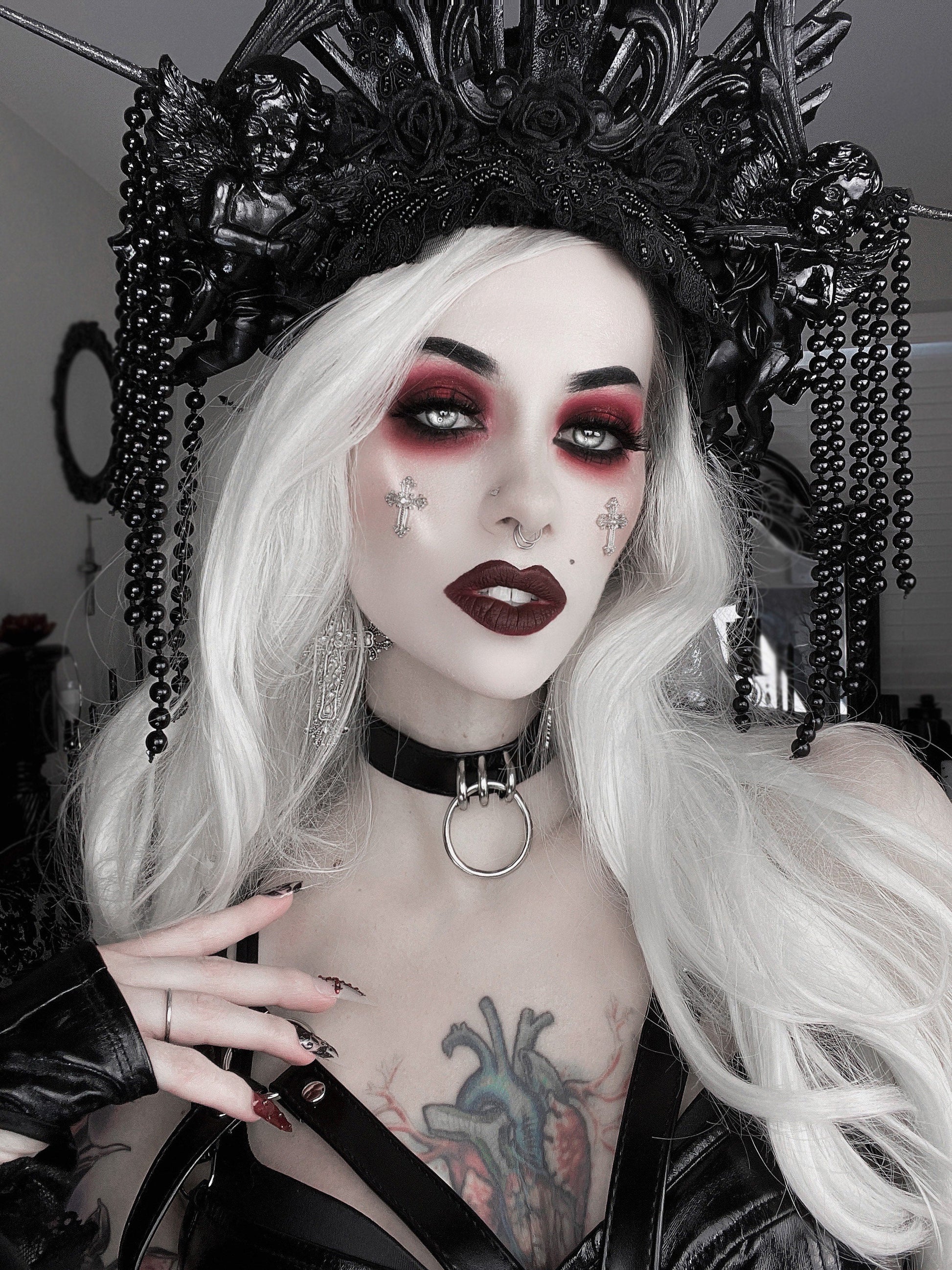 Black Vegan Leather Corset Harness Bra - 8th Sin