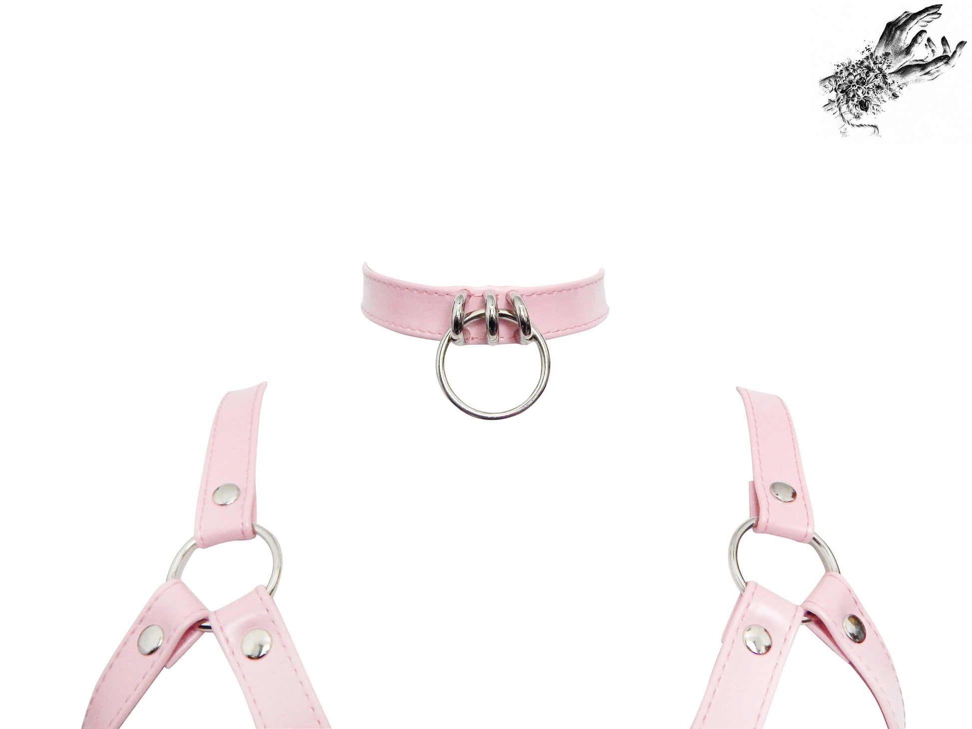 Pink Vegan Leather Corset Harness Bra - 8th Sin