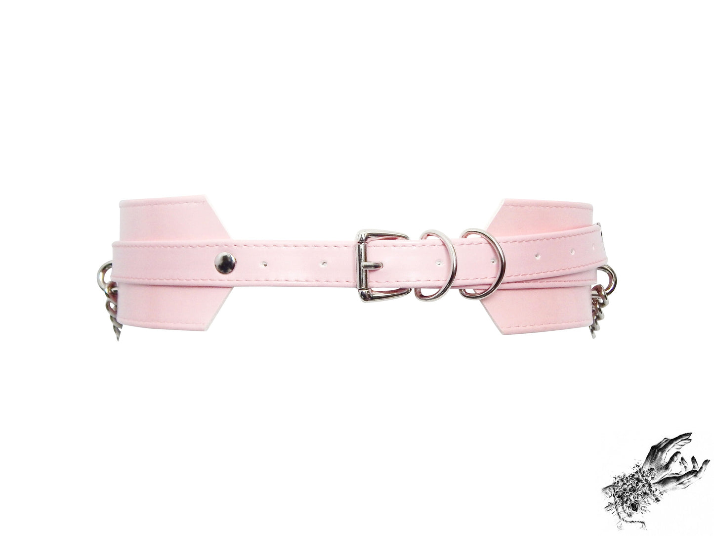 Pink Vegan Leather O Ring Chain Belt