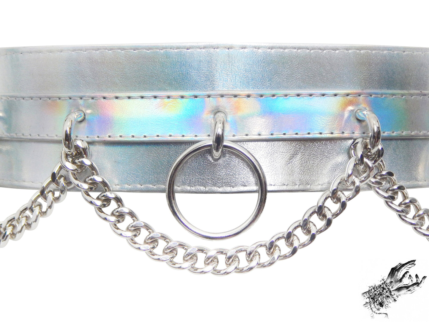 Holographic Silver O Ring Chain Belt