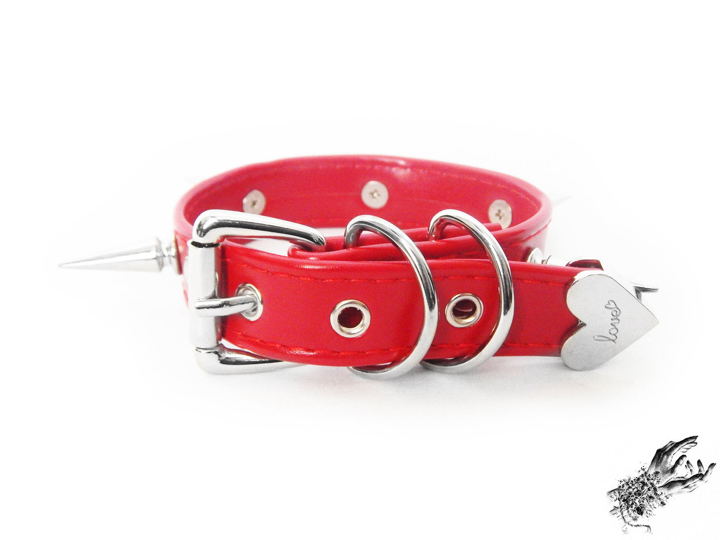 Red Spike Studded Ankle Cuffs