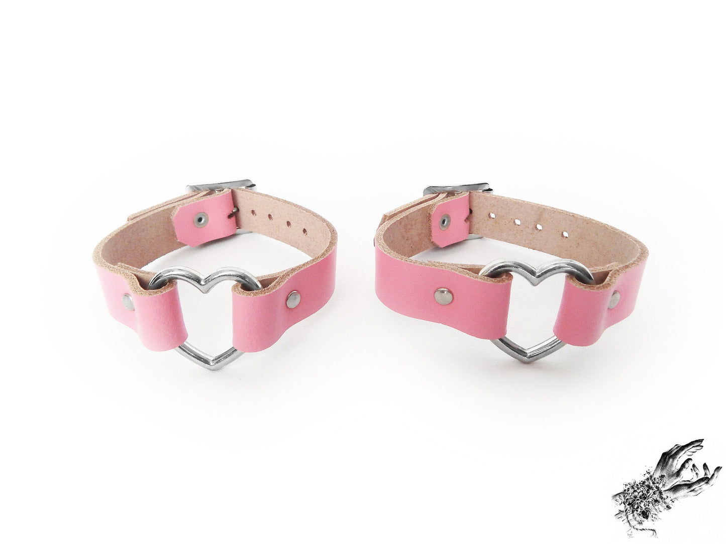 Pink Heart Ring Ankle Cuffs