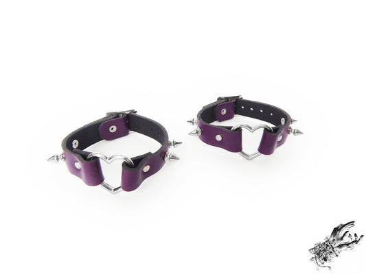 Purple Studded Heart Ring Ankle Cuffs