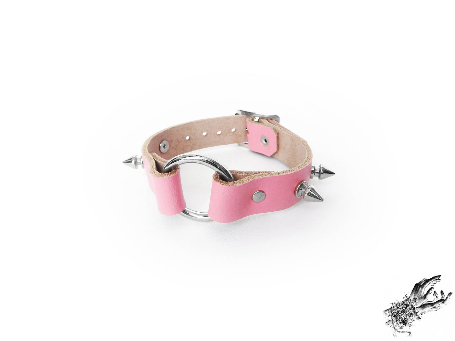 Pink Studded O Ring Ankle Cuffs