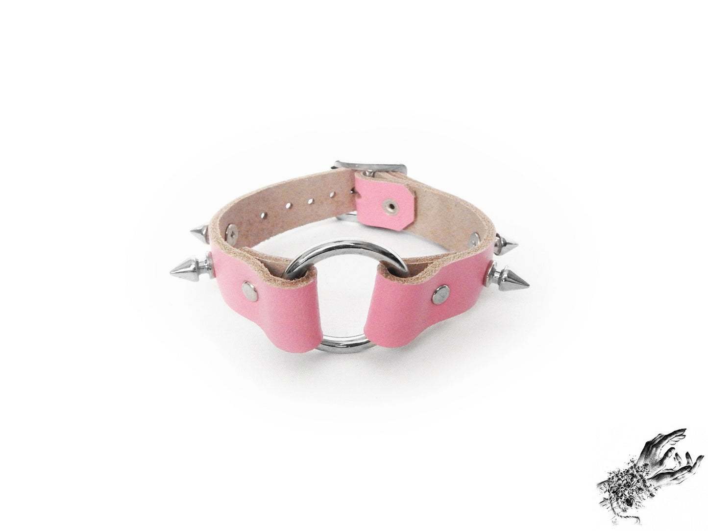 Pink Studded O Ring Ankle Cuffs