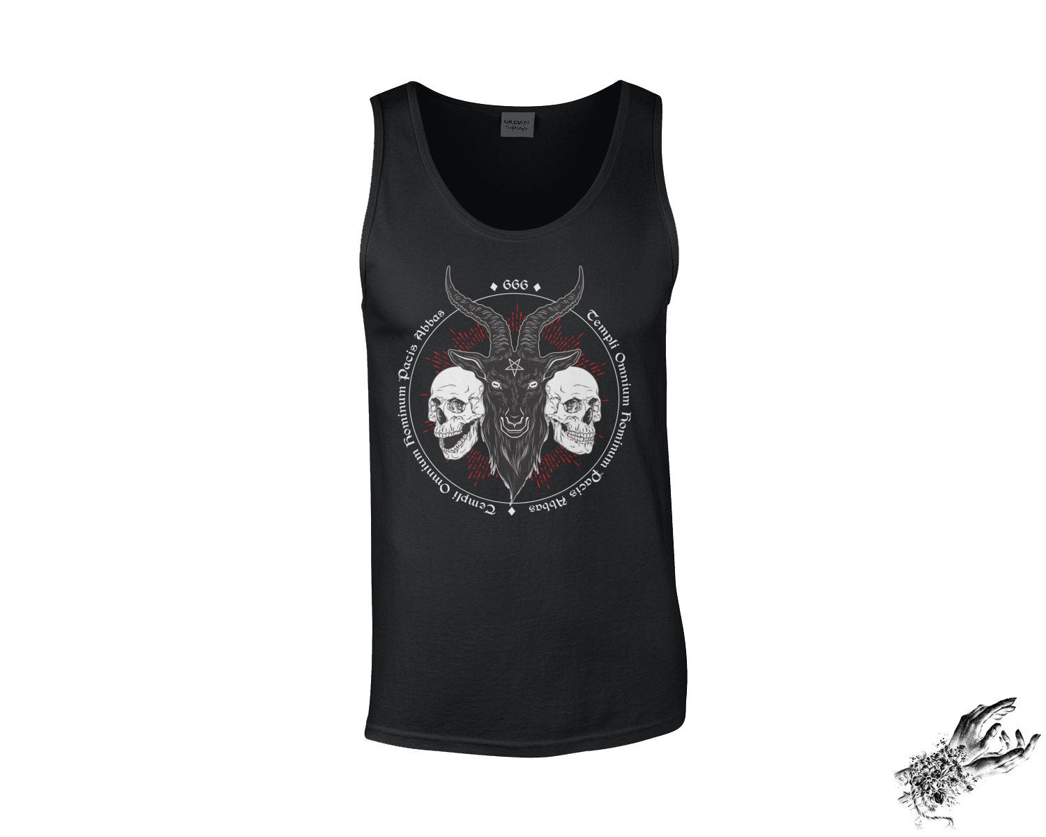 Black Baphomet and Skulls Unisex Tank Top - 8th Sin