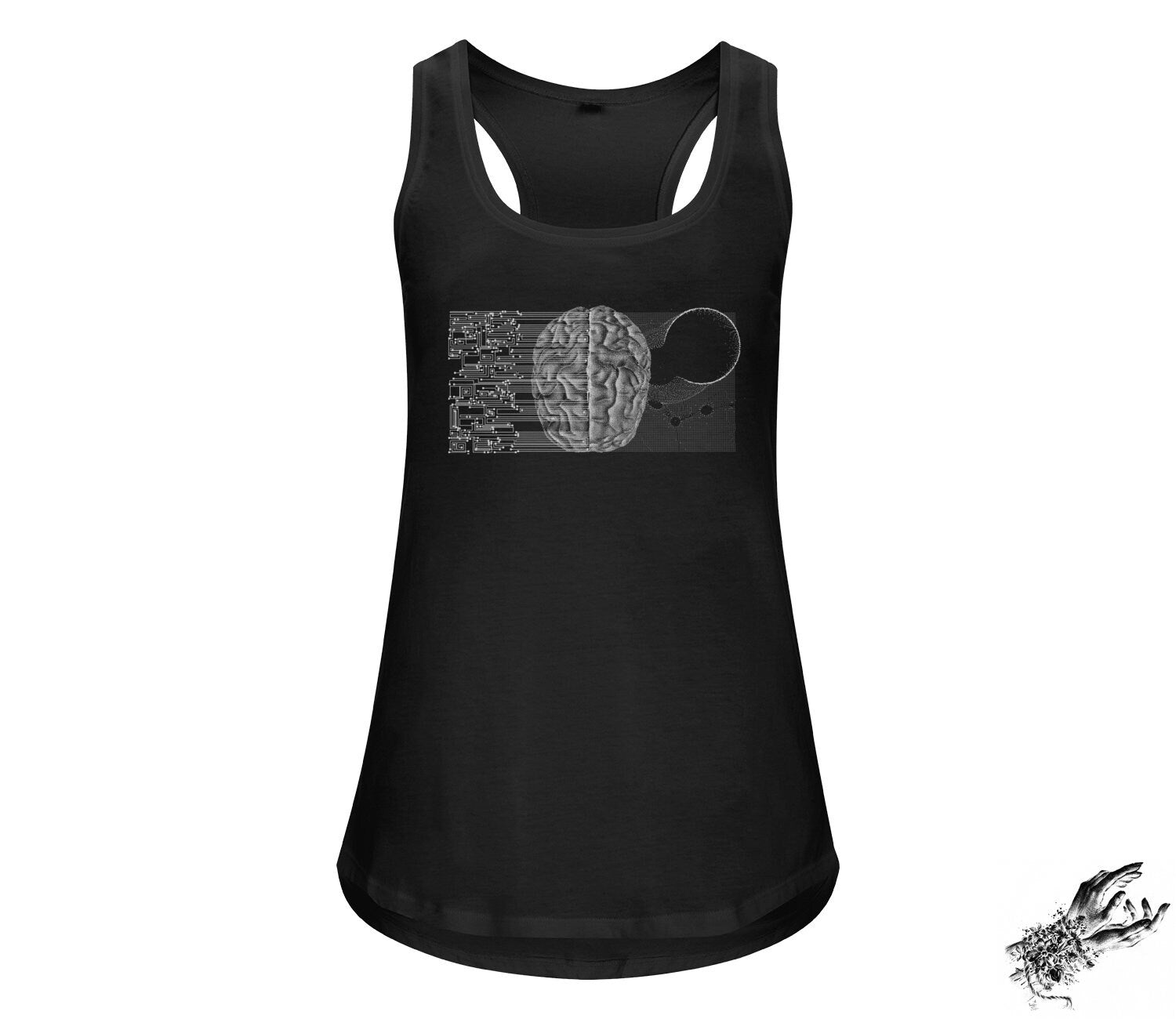 Black Circuit Board Brain Unisex Racerback Tank Top - 8th Sin