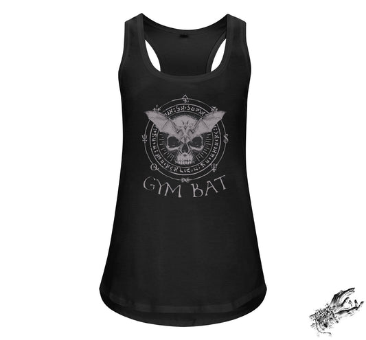 Black Gym Bat Skull Unisex Racerback Tank Top