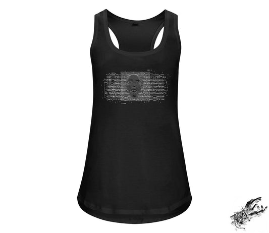 Black Sound Wave Face Racerback Tank Top