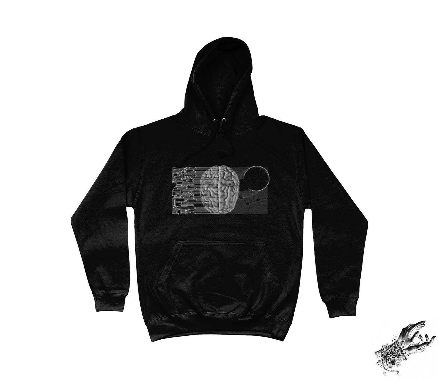 Black Circuit Board Brain Hoodie