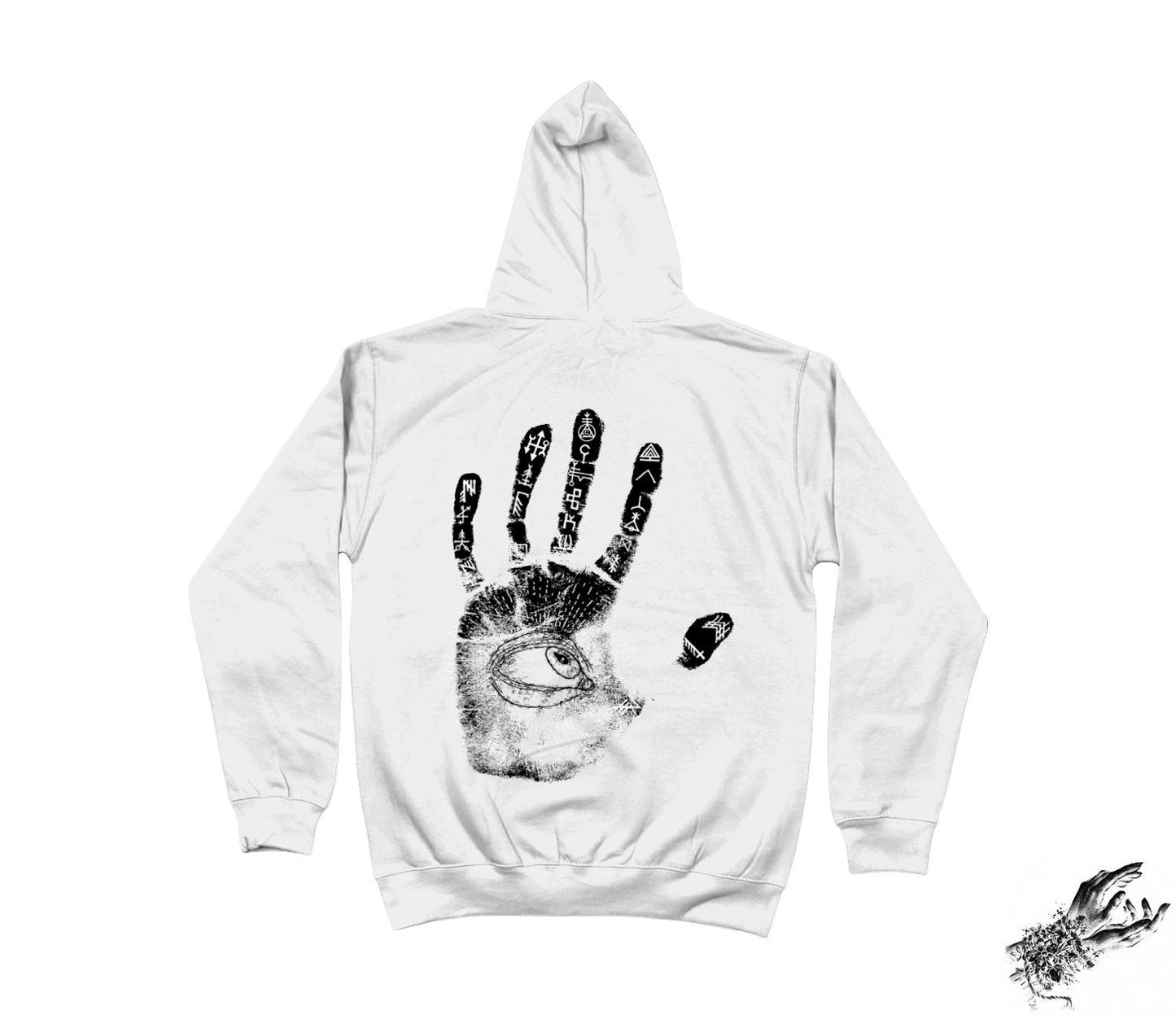 White Occult Hand Print Hoodie