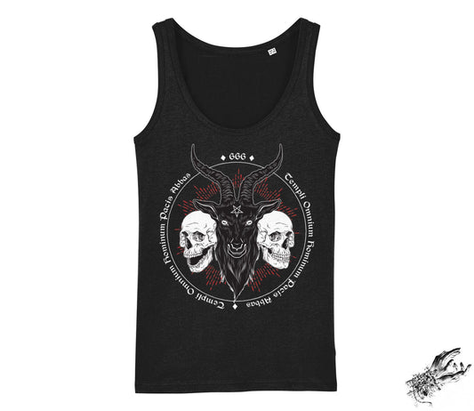 Black Baphomet and Skulls Unisex Tank Top - 8th Sin