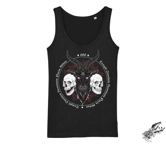 Black Baphomet and Skulls Unisex Tank Top