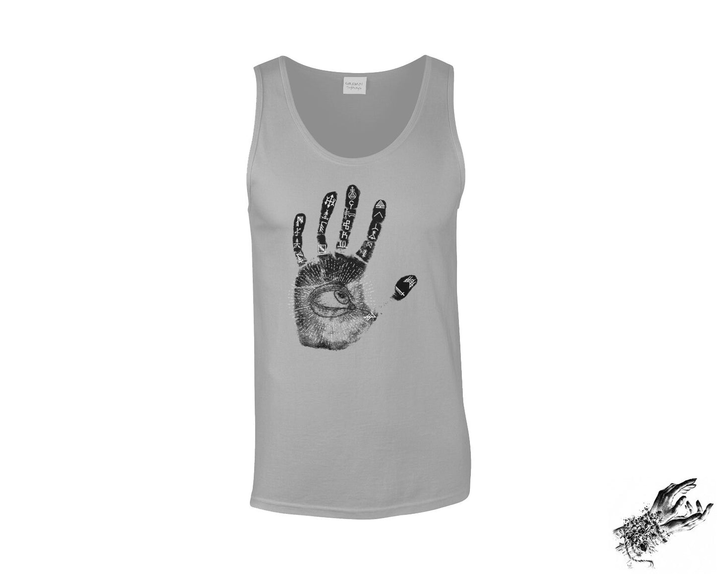 Grey and Black Occult Hand Print Unisex Tank Top