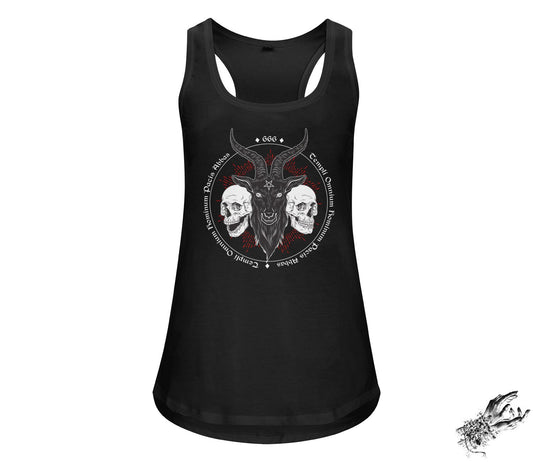 Black Baphomet and Skulls Unisex Racerback Tank Top