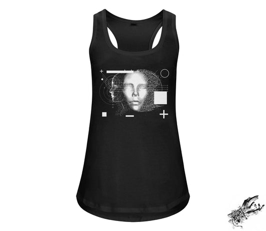 Black Cyberpunk Face Unisex Racerback Tank Top - 8th Sin
