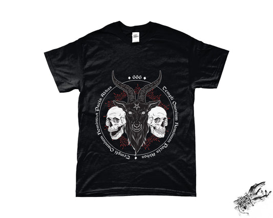 Black Baphomet and Skulls T-Shirt - 8th Sin