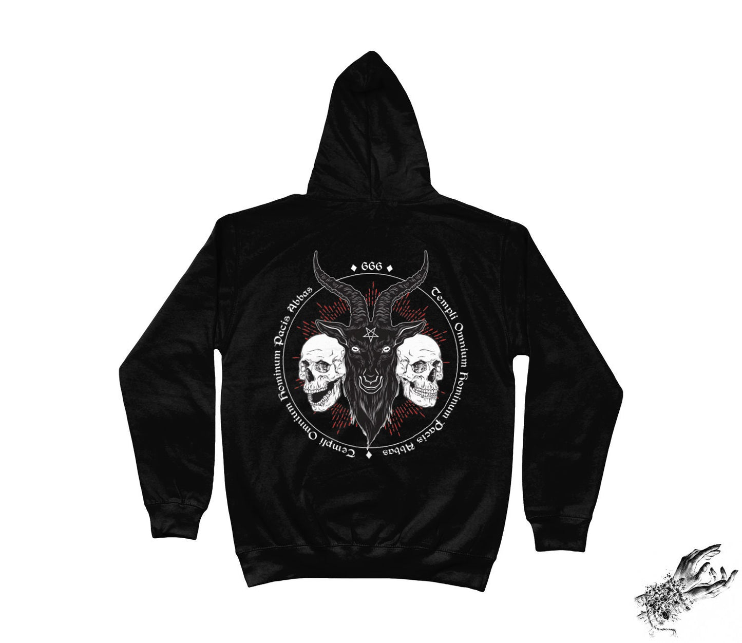 Black Baphomet and Skulls Hoodie - 8th Sin
