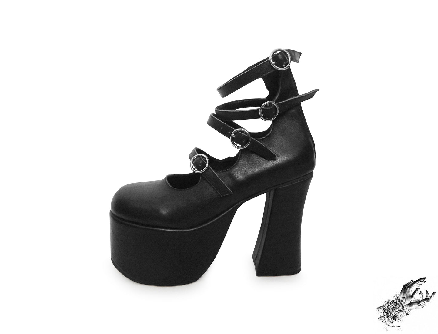 Black Matte Leather Platform Heels, "New Heights" Gothic Platform Heels