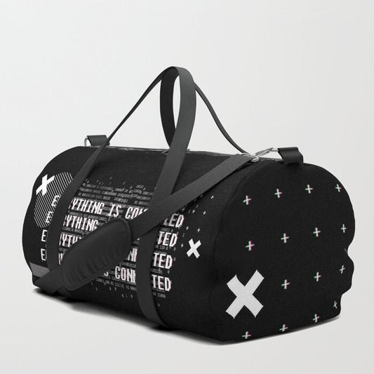Black Everything is Connected Duffle Bag