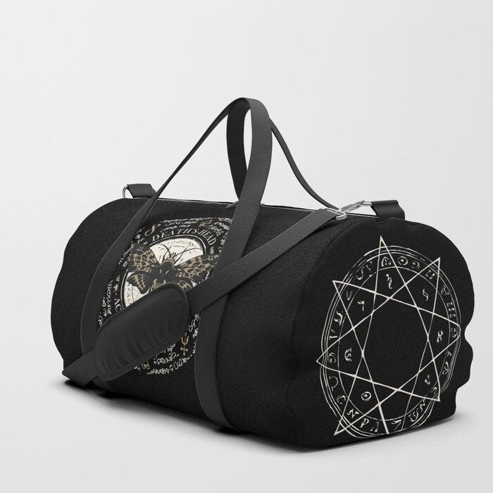 Black Occult Moth Duffle Bag