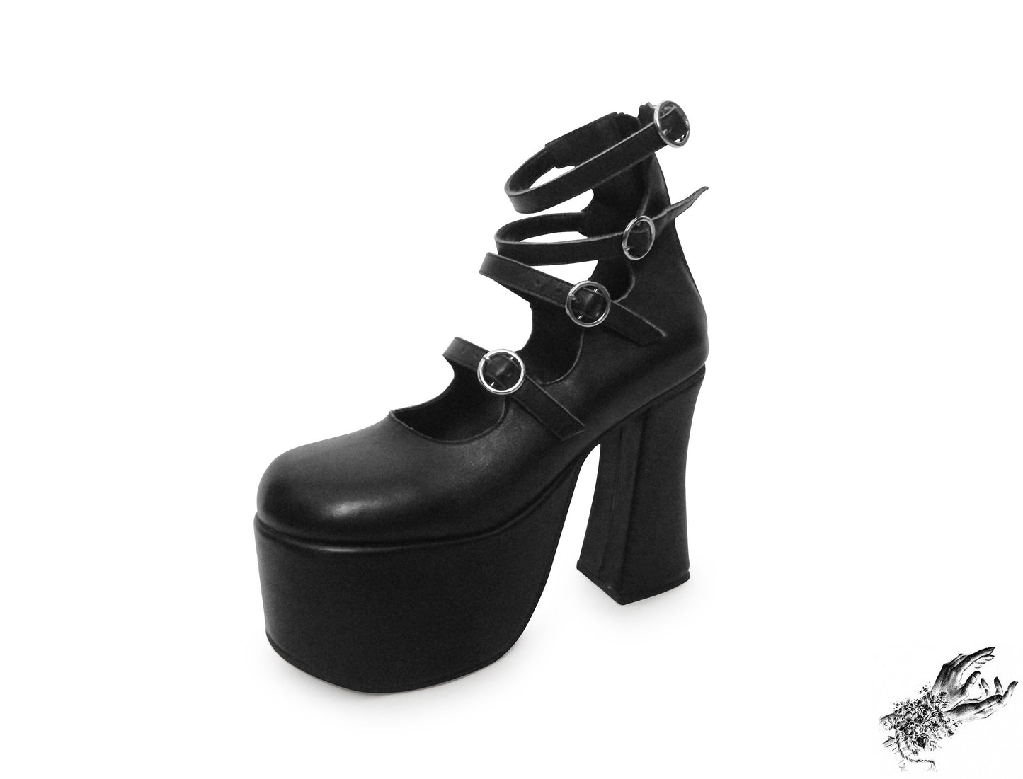 Black Matte Leather Platform Heels, "New Heights" Gothic Platform Heels